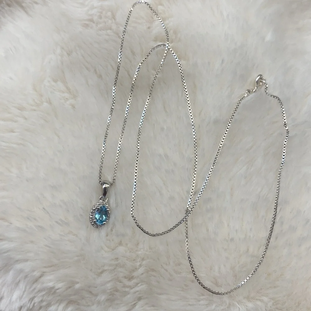 Small Halo Topaz Pendant Necklace